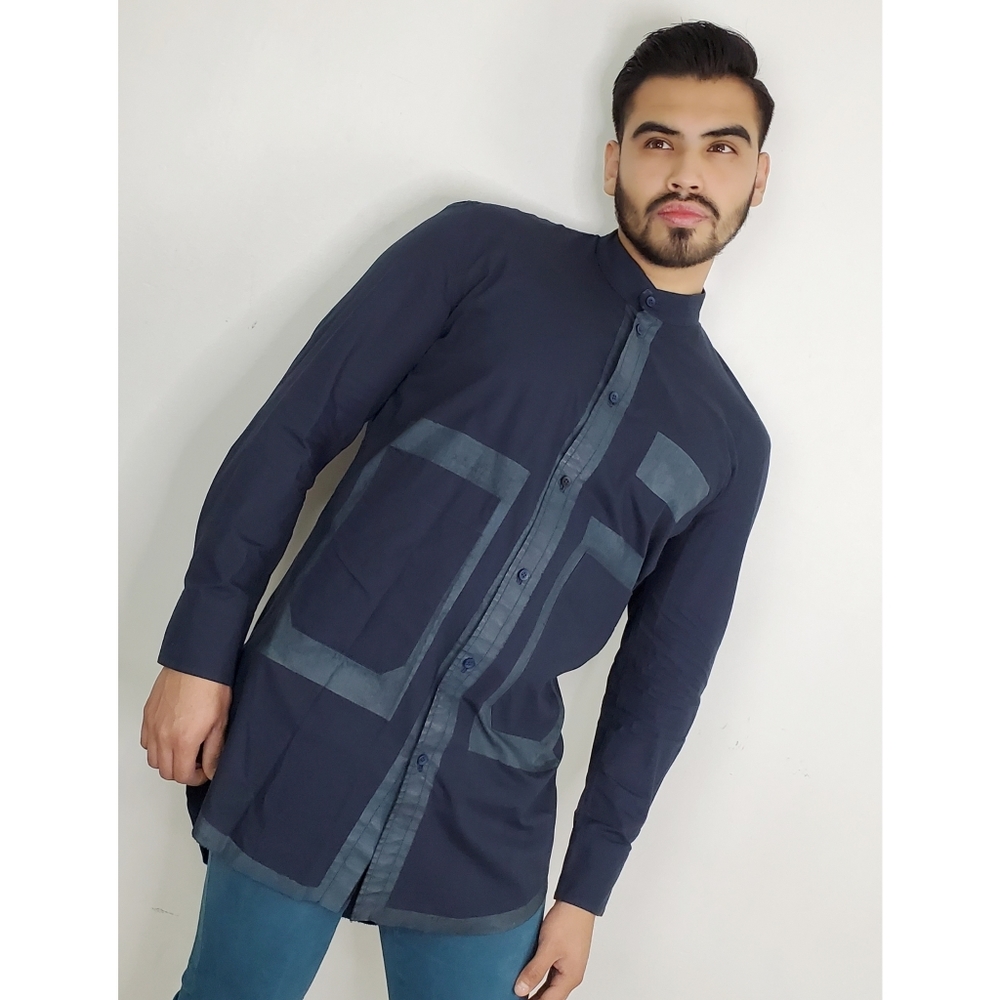 Craig Green | RARE Blue Long Tunic Style Handpainted Shirt - Picture 12 of 12